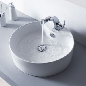 Kraus C KCV 142 15101CH Exquisite Typhon White Round Ceramic Sink and Typhon Bas
