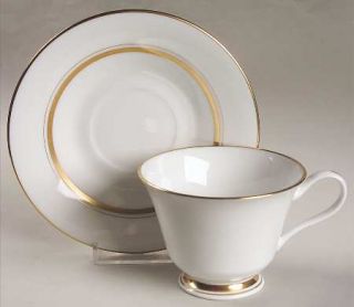 Oxford (Div of Lenox) Andover Footed Cup & Saucer Set, Fine China Dinnerware   W