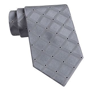 Arrow Dart Grid Necktie, Silver, Mens