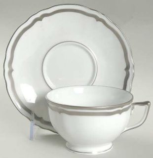 Raynaud Marie Antoinette Platinum Footed Cup & Saucer Set, Fine China Dinnerware