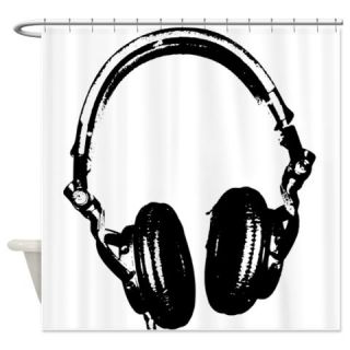  Dj Headphones Stencil Style T Shirt Shower Curtain  Use code FREECART at Checkout