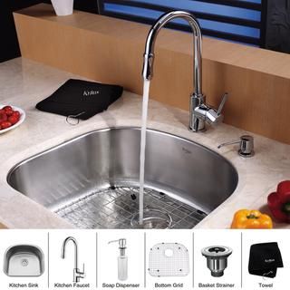 Kraus Kitchen Combo Set Stainless Steel 23 inch Undermount Sink With Faucet