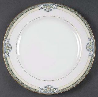 Noritake Anamosa Salad Plate, Fine China Dinnerware   Blue Geometric&Cream Bands