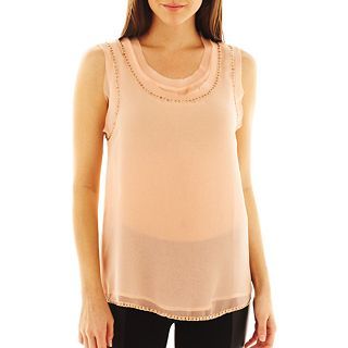 MNG by Mango Embellished Neck Tank Top, Pink, Womens