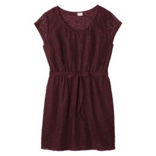 Merona Womens Plus Size Short Sleeve Lace Overlay Dress   Berry X