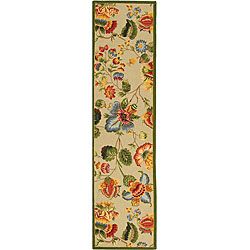 Hand hooked Transitional Sage Wool Runner (26 X 8)