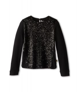 Little Marc Jacobs L/S Top With Sequin Front Girls Long Sleeve Pullover (Black)