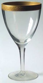 Fostoria Brocade (6106, Older,Gldenc) Water Goblet   Stem #6106 Gold Encrusted #