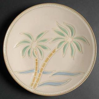 Pfaltzgraff Palm Dinner Plate, Fine China Dinnerware   All Cream,Palm Tree Cente