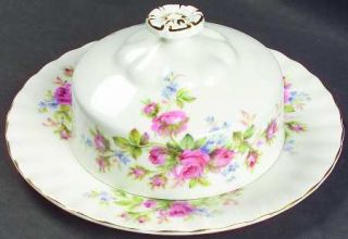 Royal Albert Moss Rose (Montrose Shape) Round Covered Butter, Fine China Dinnerw