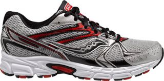 Mens Saucony Grid Cohesion 6   Silver/Black/Red Running Shoes