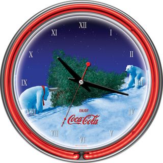 Coca cola Polar Bear With Tree Neon Clock