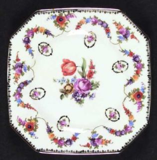 Schumann   Bavaria 25139 Square Salad Plate, Fine China Dinnerware   Floral Swag