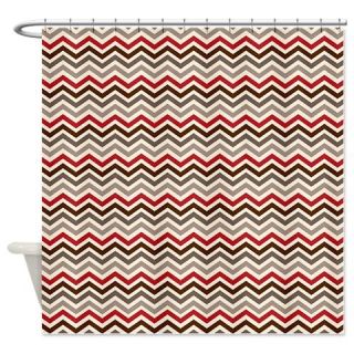  Red Gray Chevron Zigzags Shower Curtain  Use code FREECART at Checkout