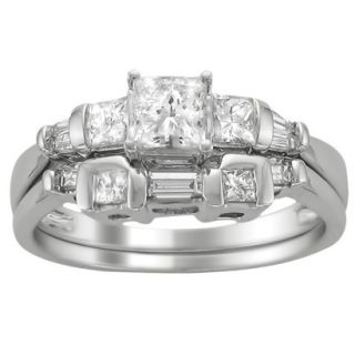 1/2 CT.T.W. Bridal Set Ring in 14K White Gold   Size 6.5
