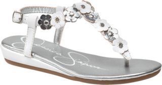 Girls Jessica Simpson Kailyn   White/Silver Patent Polyurethane Casual Shoes