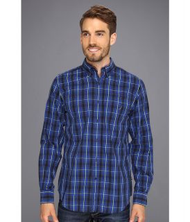 Nautica Vineyard Poplin Medium Plaid Button Down Shirt Mens Long Sleeve Button Up (Blue)