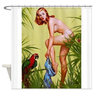  Pin Up Girl, Jungle, Vintage Poster Shower Curtain  Use code FREECART at Checkout