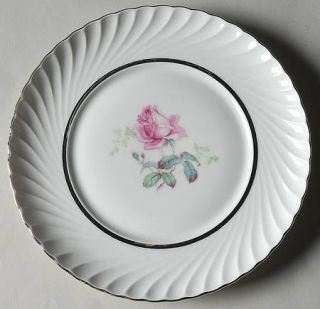 Royal Tettau Sterling Rose Salad Plate, Fine China Dinnerware   Rose In Center