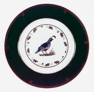 Lynn Chase Winter Game Birds Green Service Plate (Charger), Fine China Dinnerwar
