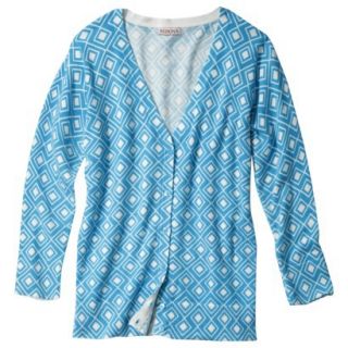 Merona Womens Ultimate 3/4 Sleeve V Neck Cardigan   Caribbean Blue Print   L