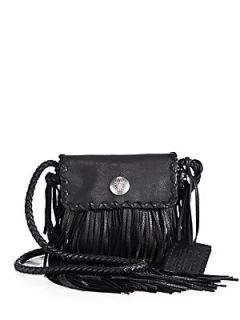 Ralph Lauren Collection Flat Fringe Crossbody Bag   Black