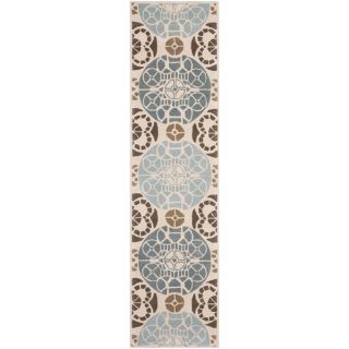 Handmade Marrakesh Beige/ Blue New Zealand Wool Rug (23 X 9)