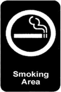 Update International Smoking Area Sign   6x9 White on Black