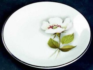 Nancy Prentiss Ivory Rose Coaster, Fine China Dinnerware   White Flowers, Green/