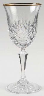 Reed & Barton Crystal Richmond (Gold Trim) Wine Glass   Clear,Multisided Stem,Fa