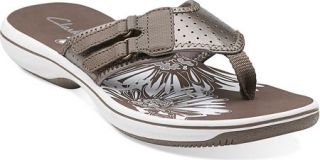 Womens Clarks Breeze Lane   Pewter Synthetic Thong Sandals