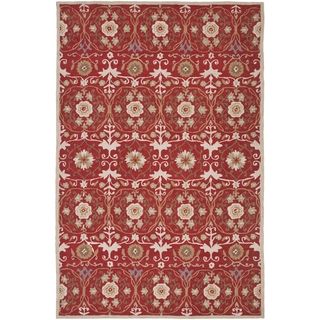Hand hooked Chelsea Styles Red Wool Rug (39 X 59)