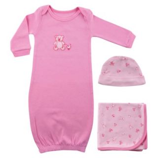 Luvable Friends Newborn Girls Gown, Blanket and Cap Set   Pink Preemie