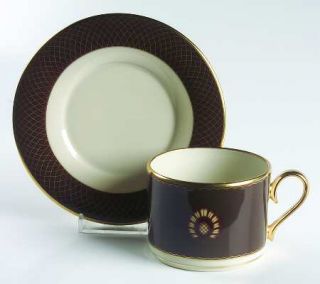 Lenox China Au Courant Cocoa Flat Cup & Saucer Set, Fine China Dinnerware   Spir