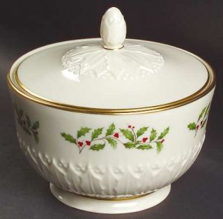 Lenox China Holiday (Dimension) Sculptured Candy Jar with Lid , Fine China Dinne