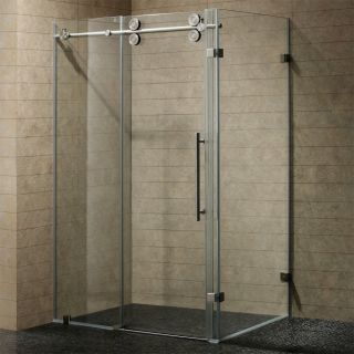 Vigo Industries VG6051STCL48 Shower Enclosure, 36 x 48 Frameless 3/8 Clear/Stainless Steel