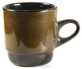 Heath Hth2 Mug, Fine China Dinnerware   Tannish Green Body, Brown Band & Ring