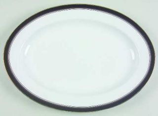Royal Prestige Nocturne 14 Oval Serving Platter, Fine China Dinnerware   Black