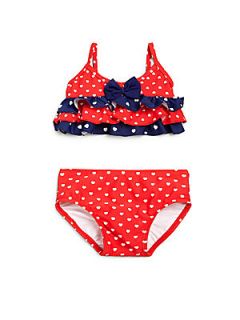 Hartstrings Infants Ruffled Bow Bikini Swimsuit   Red