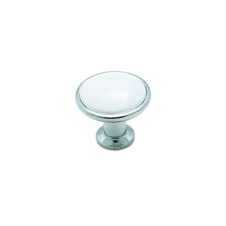 Amerock Traditional Chrome and White Cabinet Knob (pack Of 5)