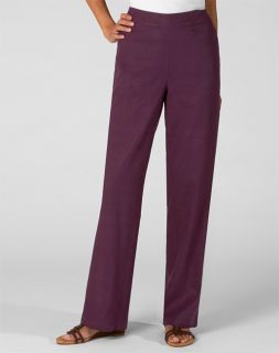 Linenweave Flat front Easy fitting Pants, Blackberry, X Small