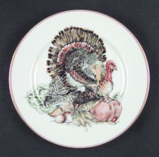 Fitz & Floyd Harvest Salad Plate, Fine China Dinnerware   Turkey & Vegetables, R