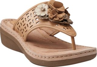 Womens Clarks Posey Zela   Sand Leather Thong Sandals