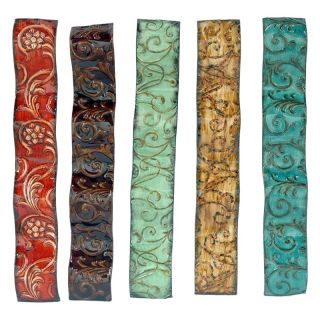 Crestview Collection Multicolor Metal Scroll Plaque   Set of 5   3.5W x 23H in.
