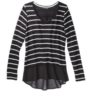 Juniors Long Sleeve Striped Graphic Tee   XS(1)