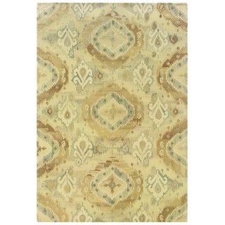 Abstract Ikat Hand made Beige/ Ivory Rug (8 X 10)