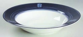 Sasaki China Indigo Rim Soup Bowl, Fine China Dinnerware   Light/Dark Blue Flowe
