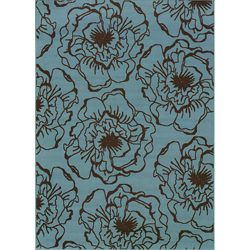 Blue/brown Floral Outdoor Area Rug (67 X 96)