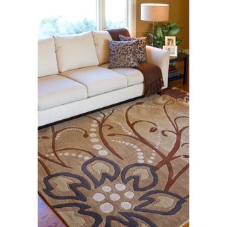 Hand tufted Whimsy Beige Floral Wool Rug (8 X 11)