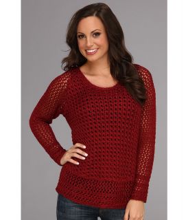 Lucky Brand Marissa Metallic Sweater Womens Sweater (Red)